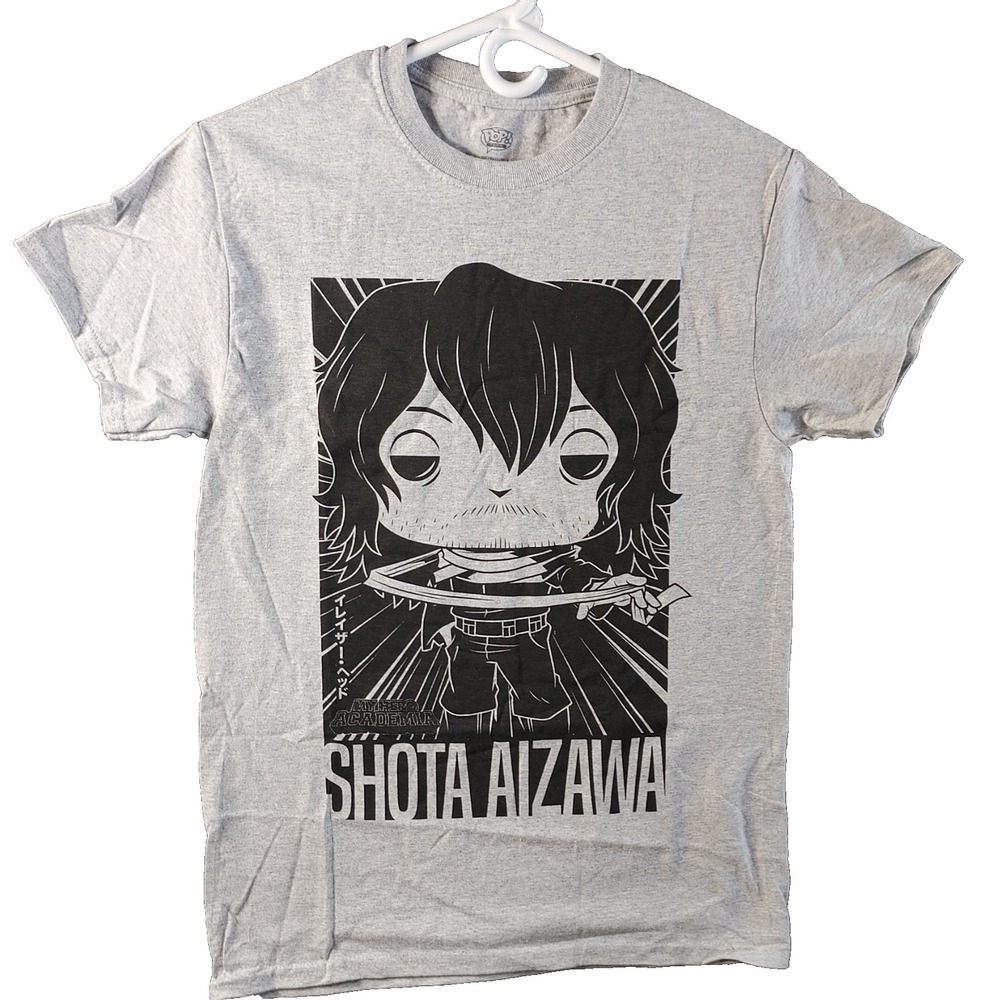Funko Pop! Tees Adult Size S Gray Shota Aizawa My Hero Academia Graphic Print